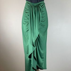 ZULILY High Waist Emerald Draped Skirt